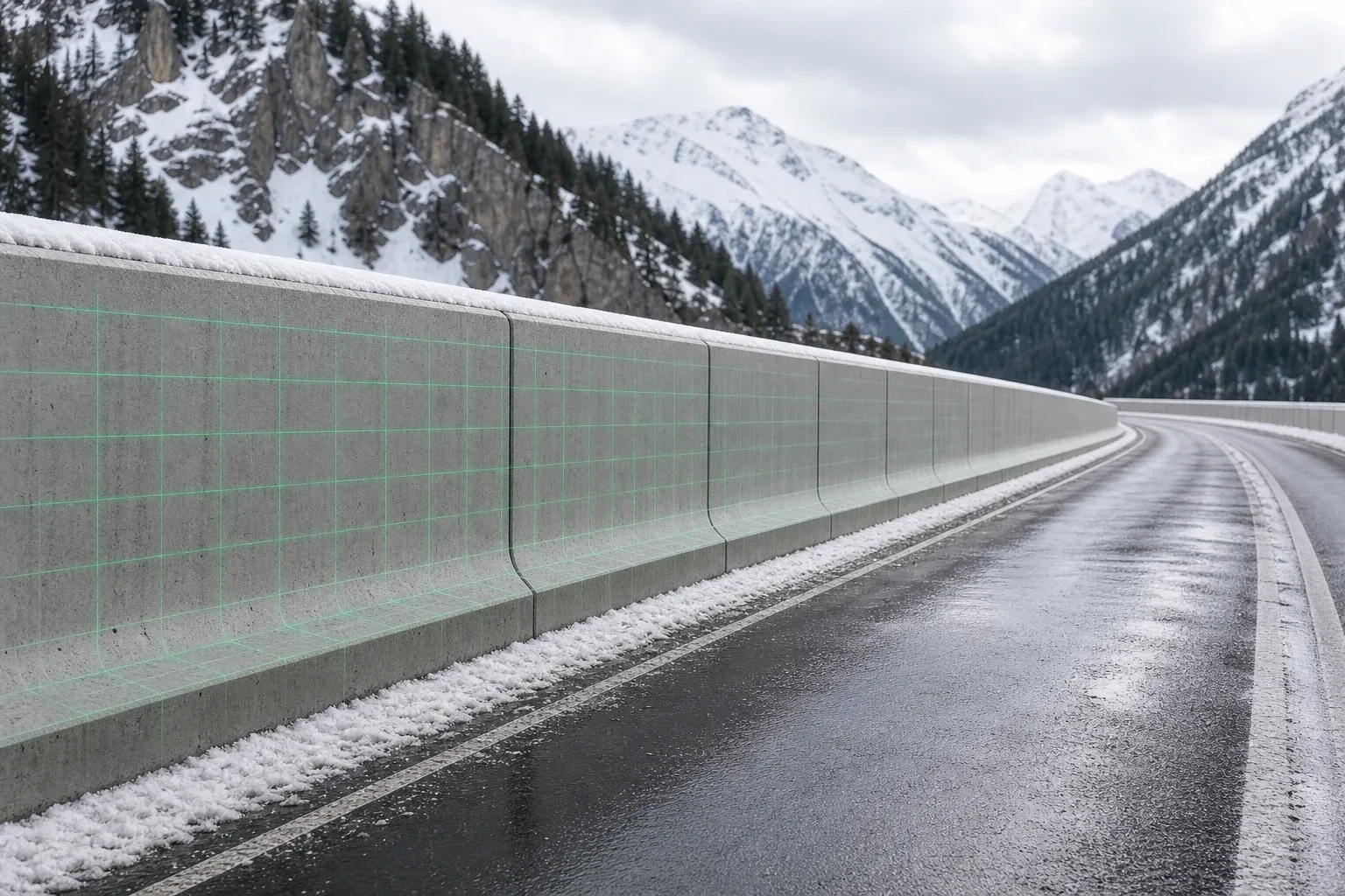 Alpine concrete viaduct — de-icing salt context